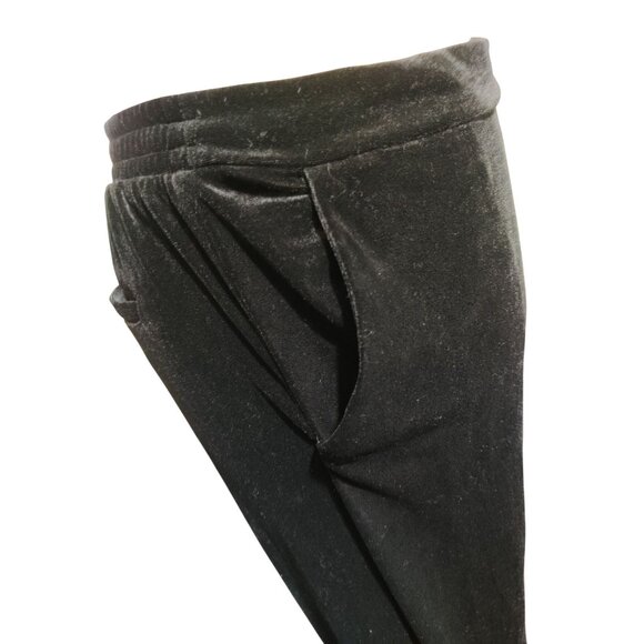 Time and Tru Pants Womens L Black Velour Lounge Pull On Wide Leg Stretch Pockets - Picture 8 of 9